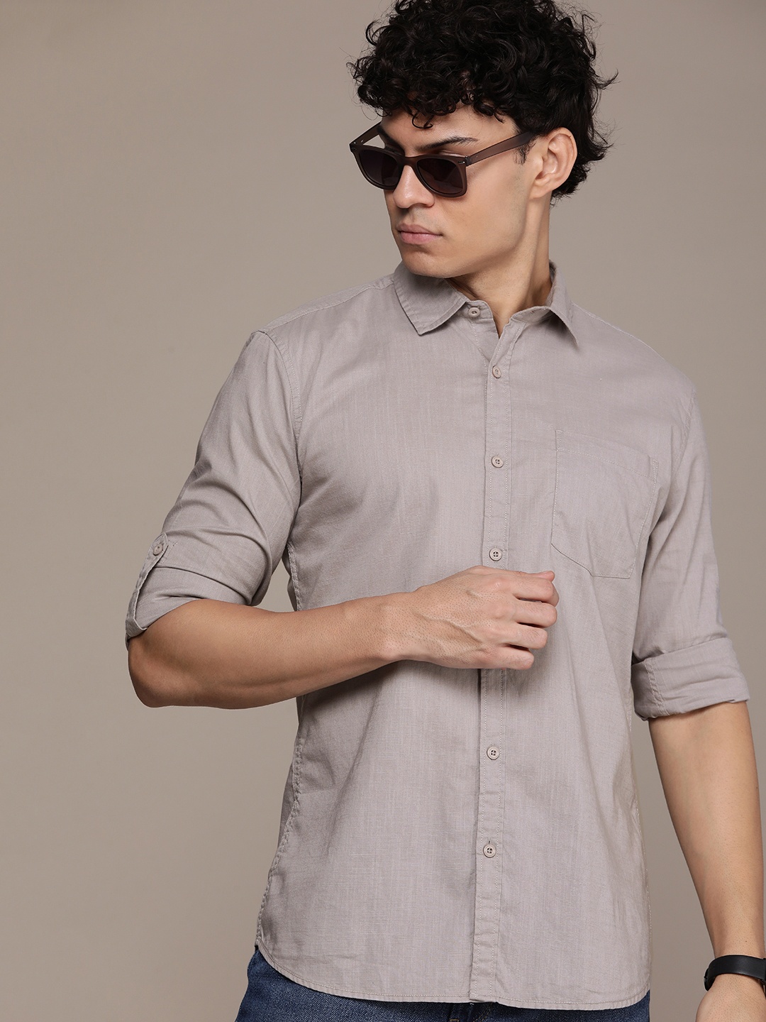 

Moda Rapido Pure Cotton Slim Fit Opaque Casual Shirt, Grey