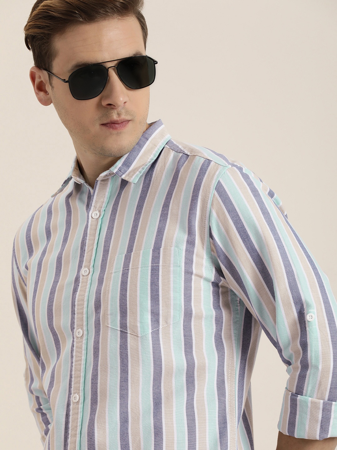 

Moda Rapido Slim Fit Striped Casual Shirt, Blue