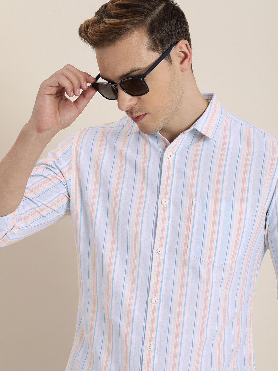 

Moda Rapido Slim Fit Striped Casual Shirt, Blue