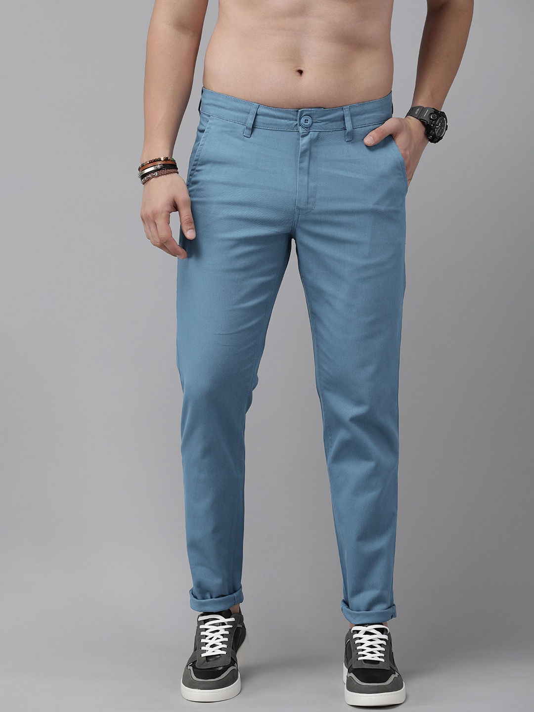 

The Roadster Life Co. Men Chinos Trousers, Blue