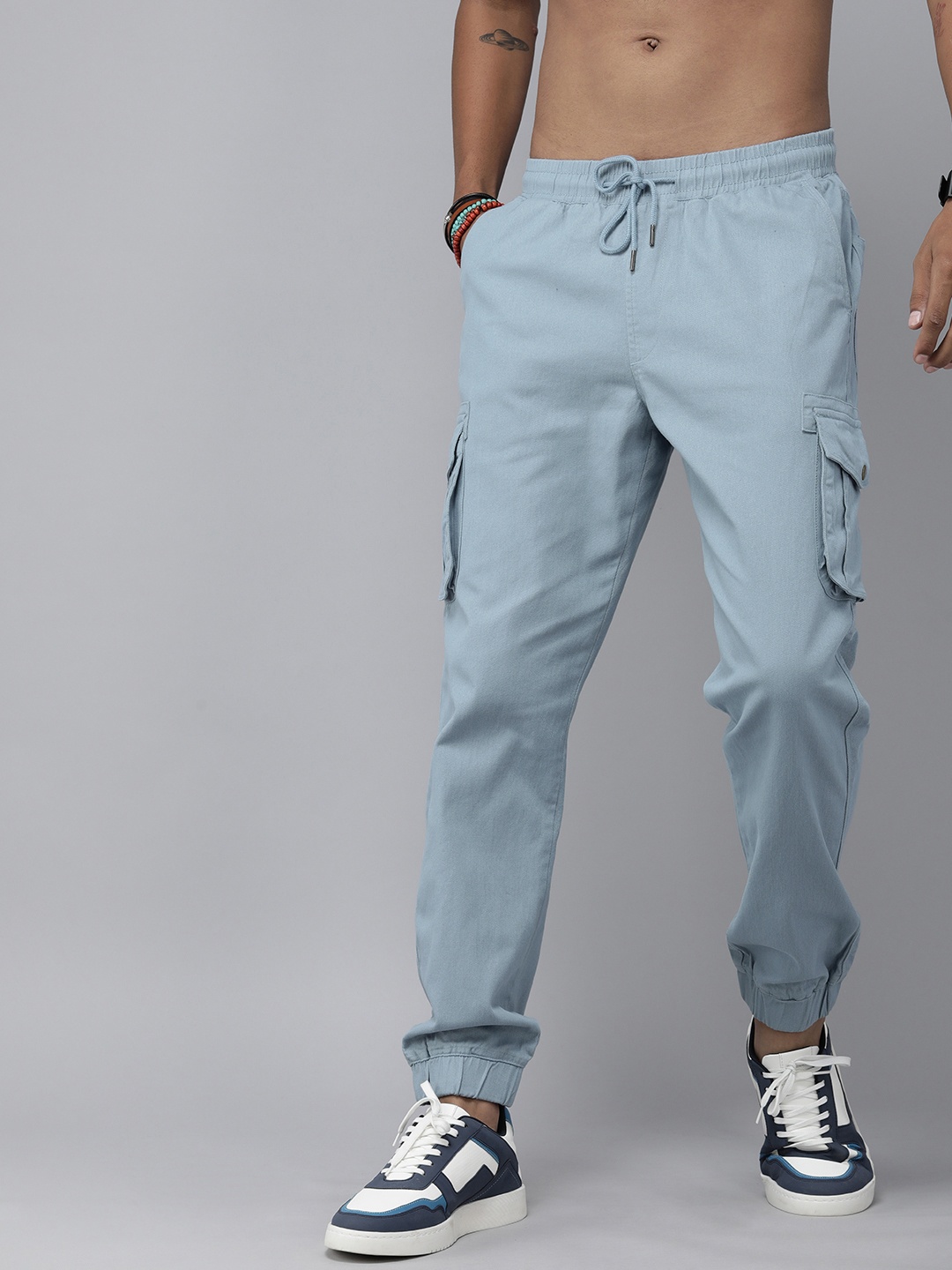 

The Roadster Life Co. Men Solid Mid-Rise Jogger Trousers, Blue