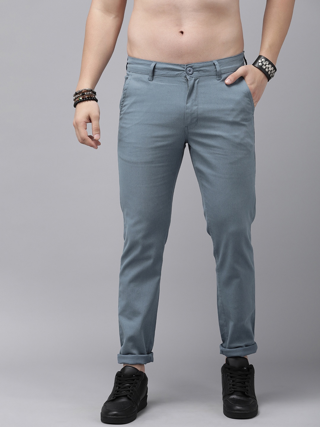 

The Roadster Life Co. Men Chinos Trousers, Blue