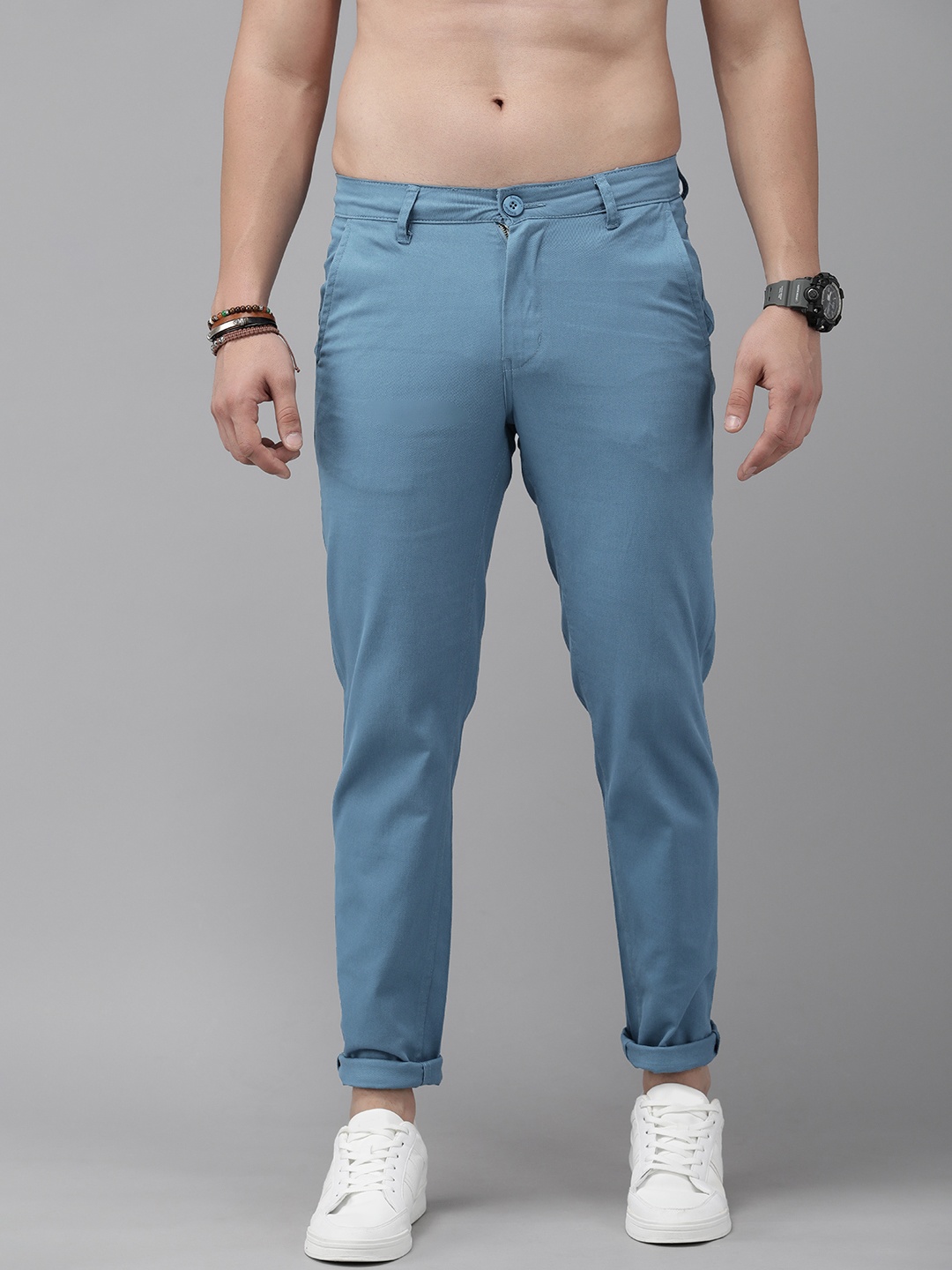 

The Roadster Life Co. Men Chinos Trousers, Blue