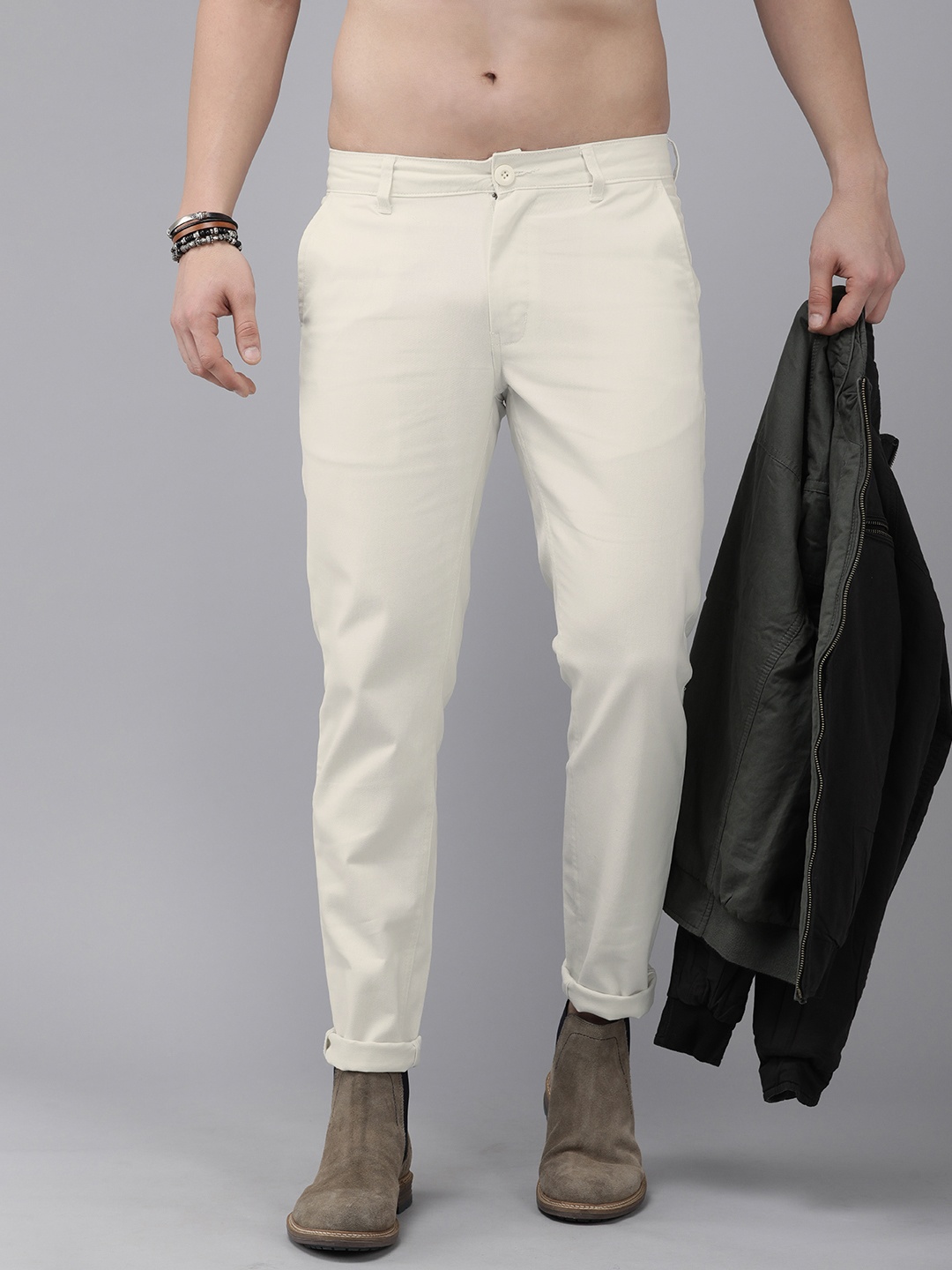 

The Roadster Life Co. Men Mid-Rise Chinos, White