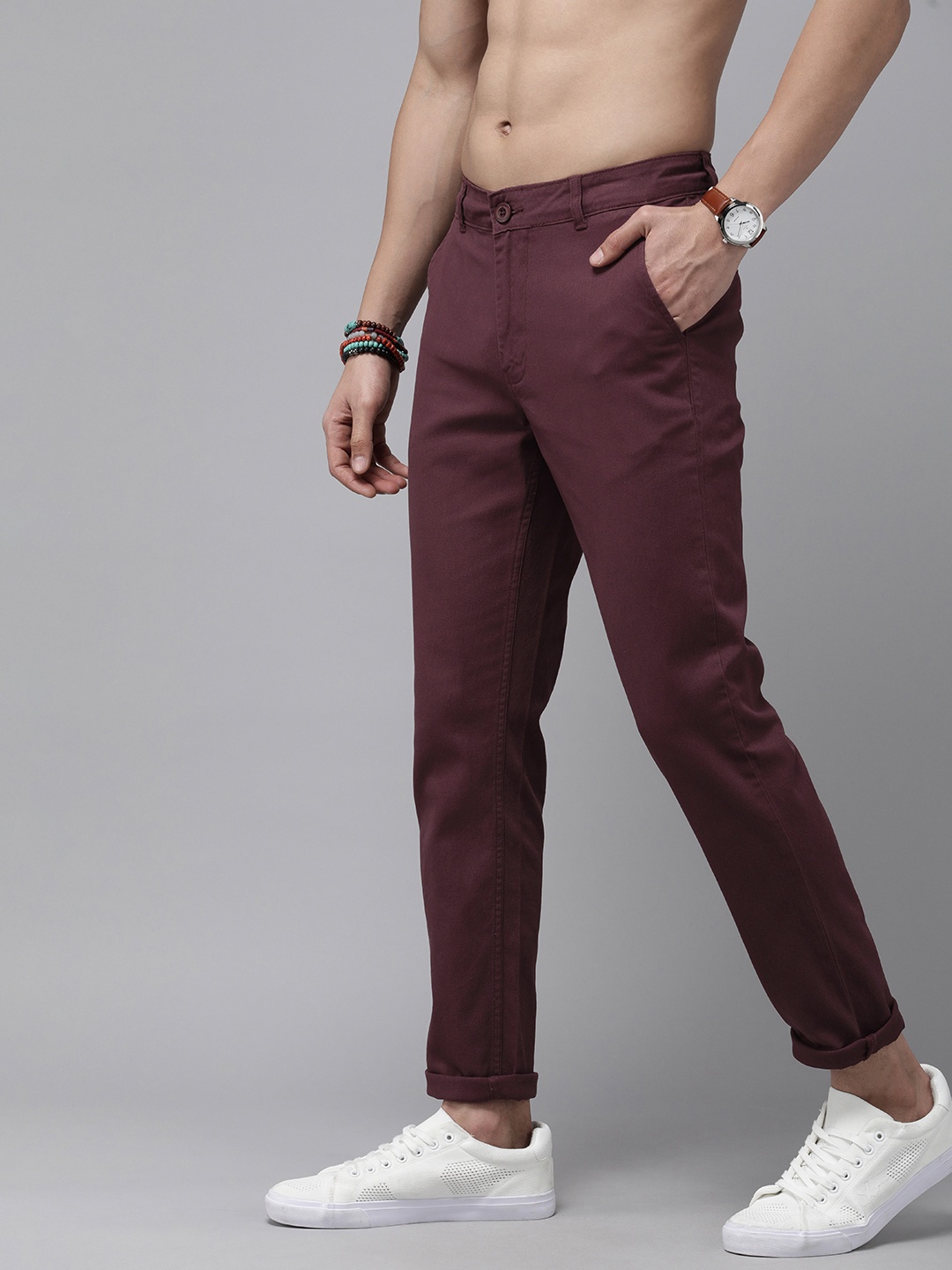 

Roadster Men Trousers, Burgundy