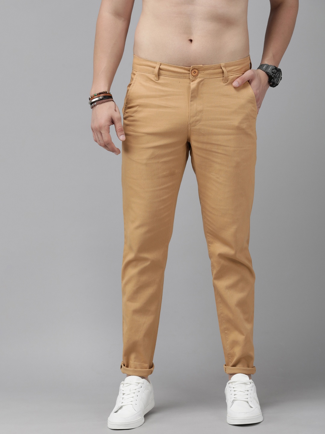 

The Roadster Life Co. Men Chinos Trousers, Khaki