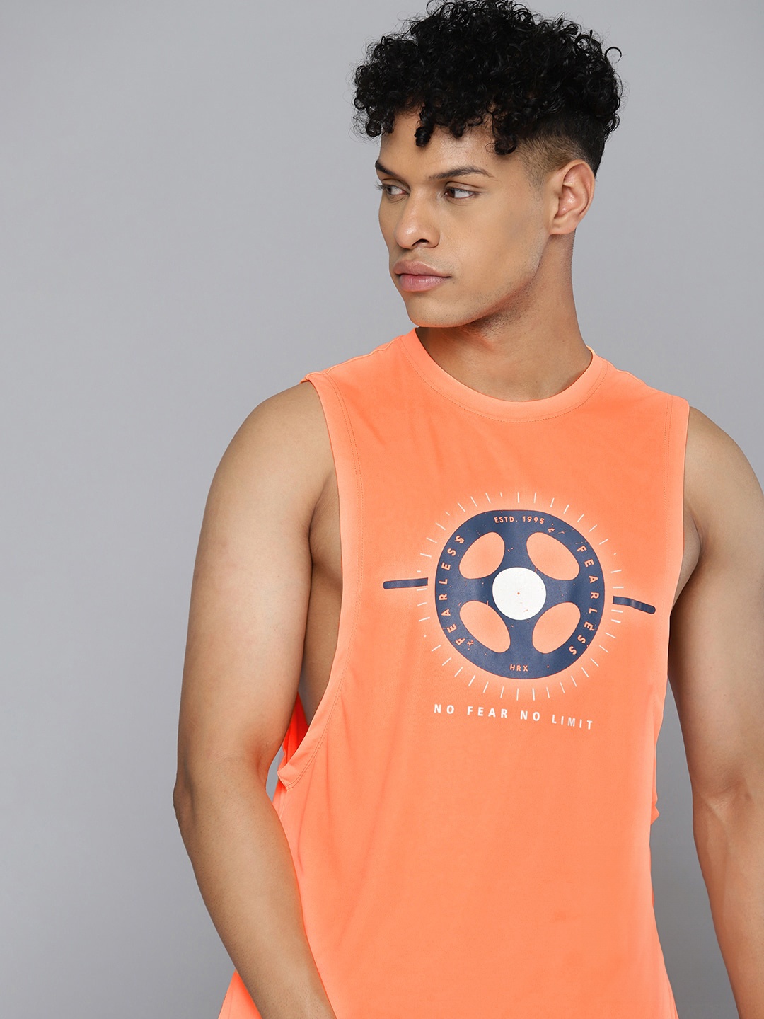 

HRX by Hrithik Roshan Printed Rapid-Dry Training T-shirt, Orange