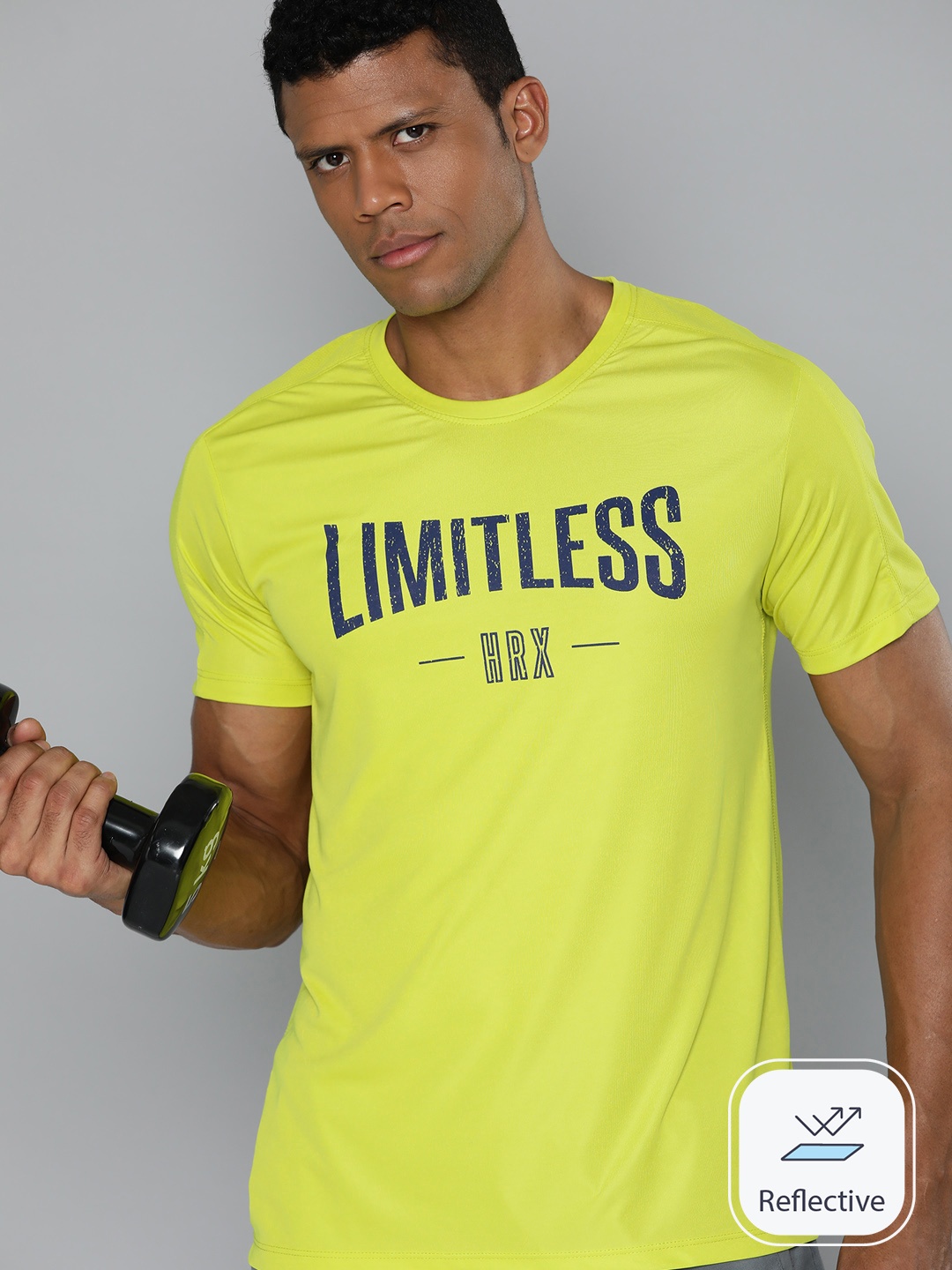 

HRX by Hrithik Roshan Rapid-Dry Printed Training T-shirt, Lime green