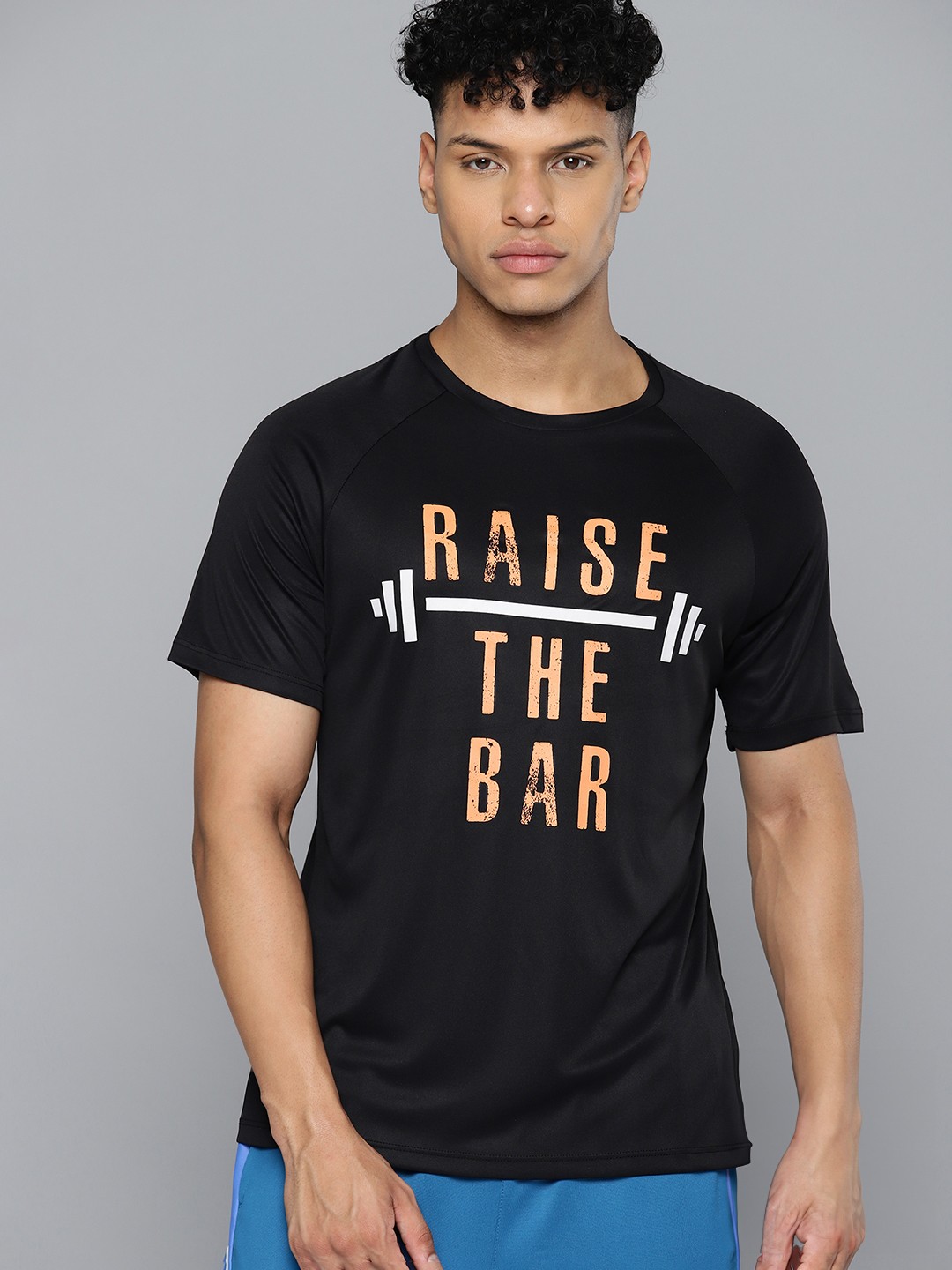 

HRX by Hrithik Roshan Typography Printed Rapid-Dry Training T-shirt, Black