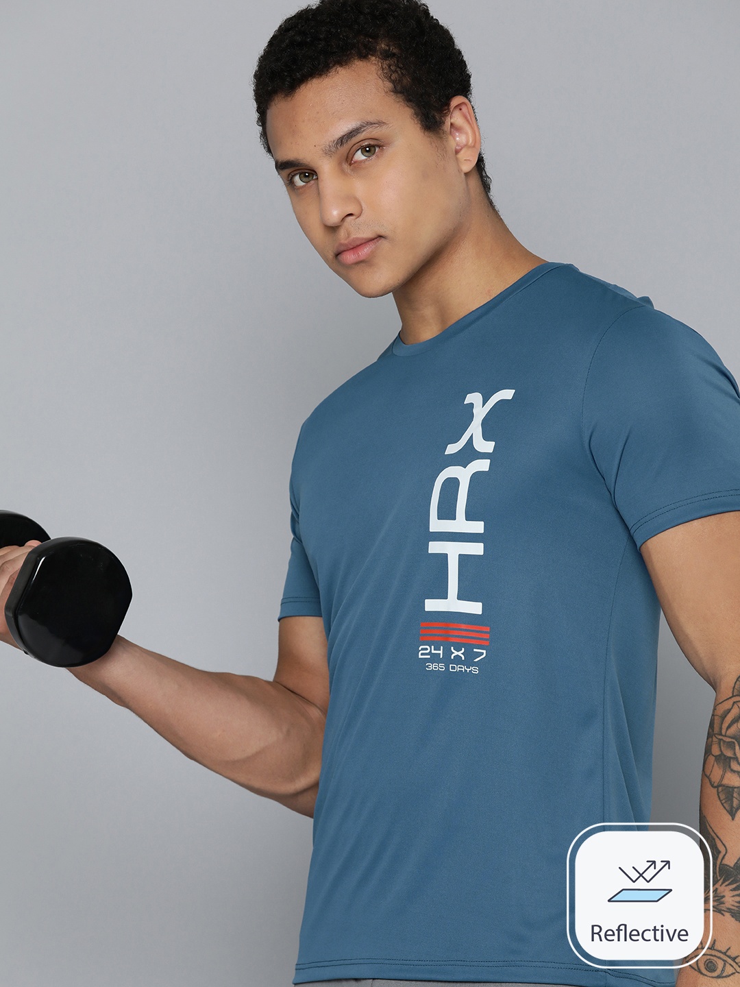 

HRX by Hrithik Roshan Rapid-Dry Printed Training T-shirt, Teal