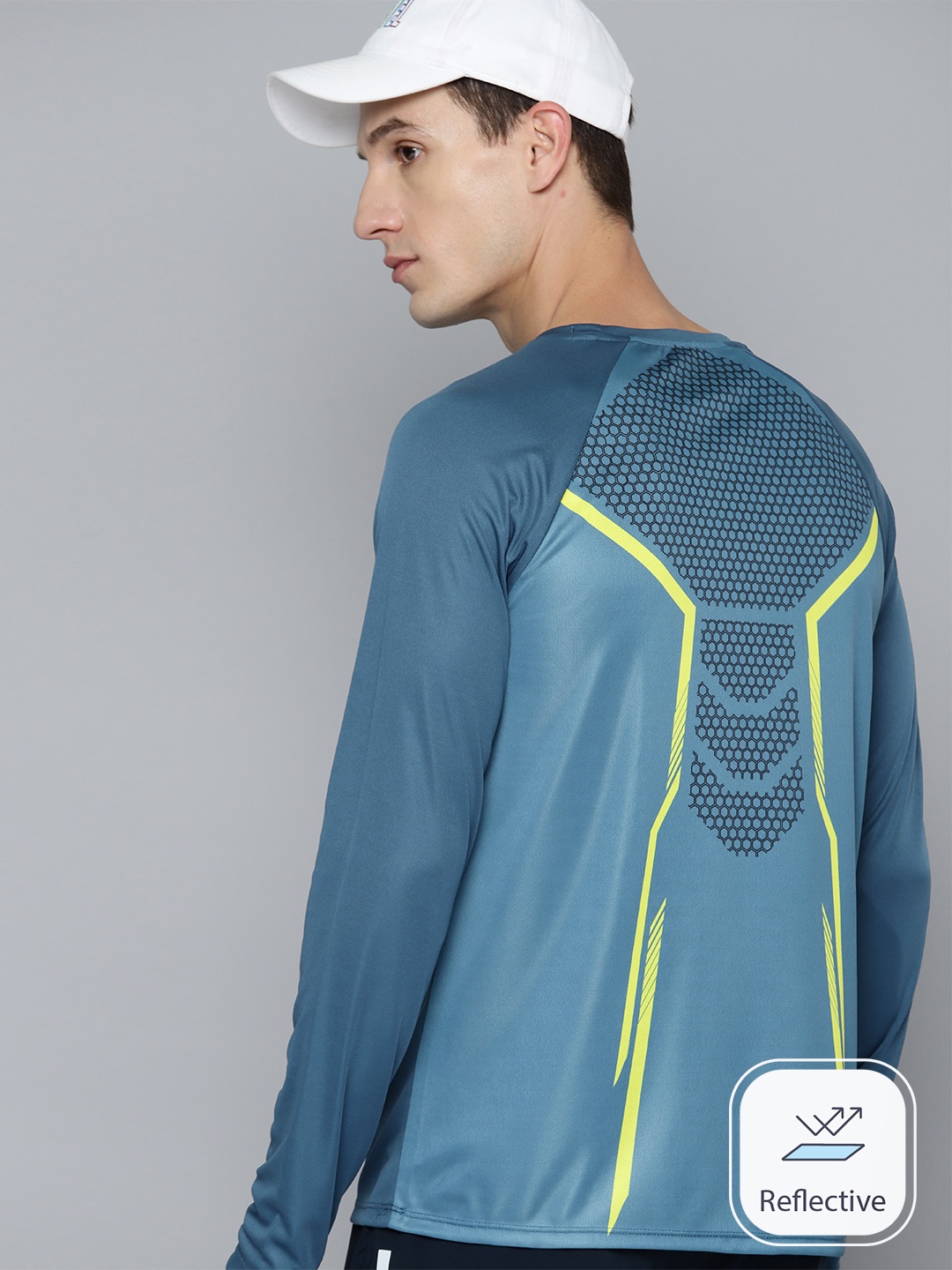 

HRX by Hrithik Roshan Rapid-Dry Back Print Training T-shirt, Teal