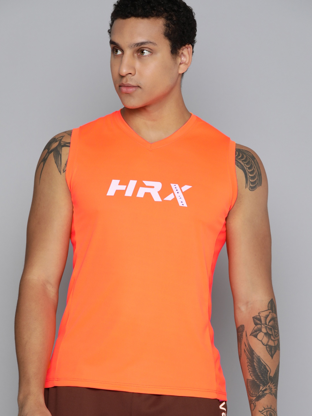 

HRX by Hrithik Roshan Rapid-Dry Printed Training T-shirt, Orange