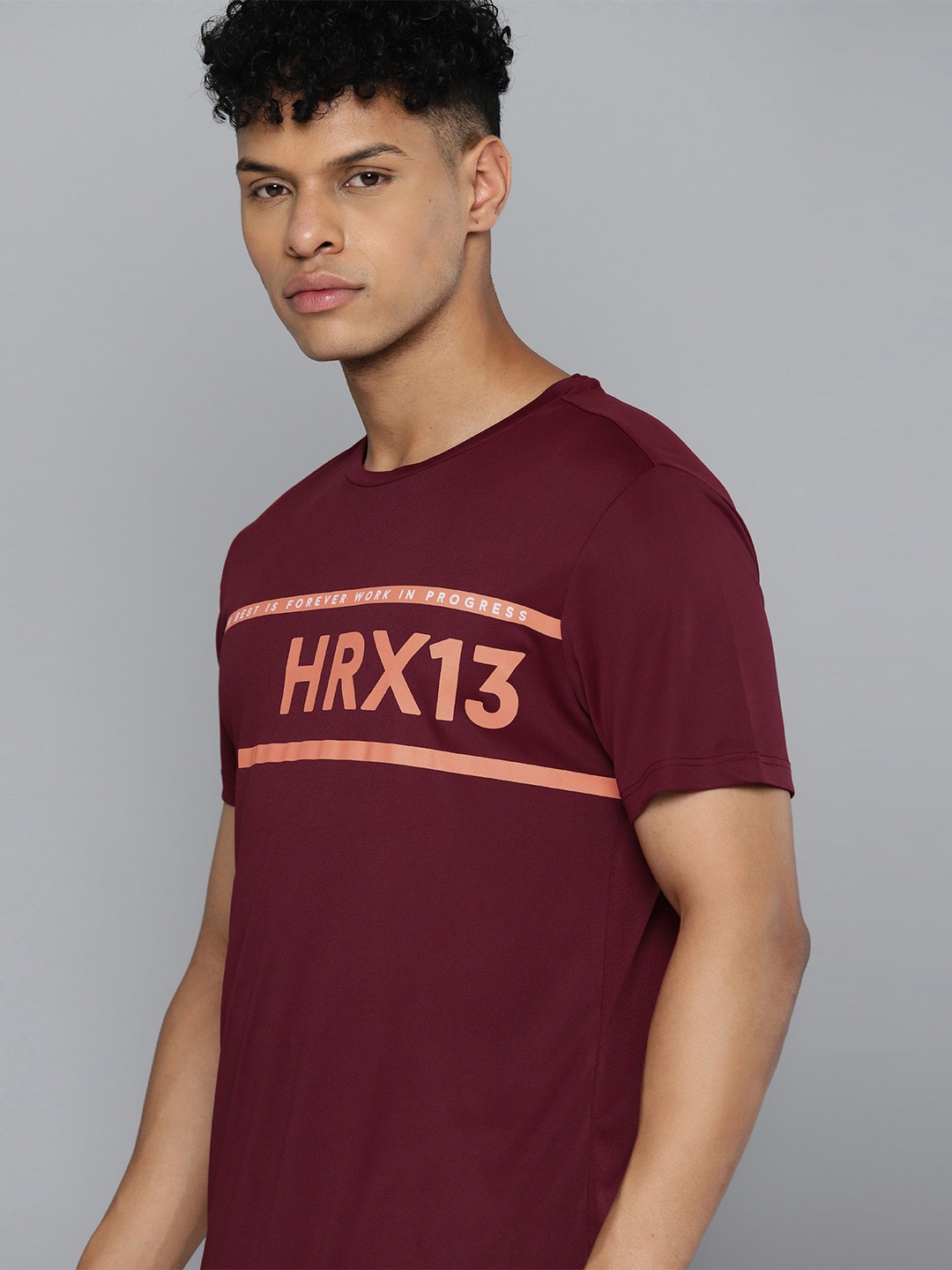 

HRX by Hrithik Roshan Printed Rapid-Dry Training T-shirt, Burgundy