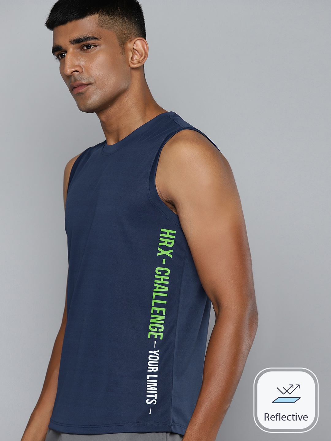 

HRX by Hrithik Roshan Rapid-Dry Printed Training T-shirt, Navy blue