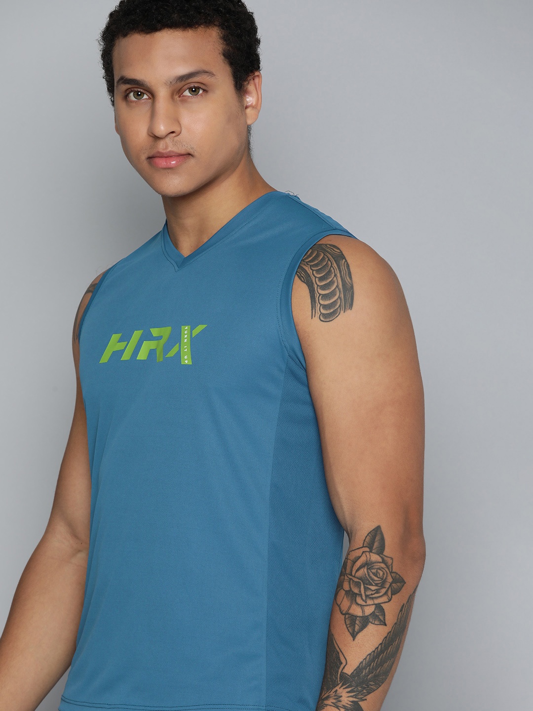 

HRX by Hrithik Roshan Rapid-Dry Printed Training T-shirt, Blue