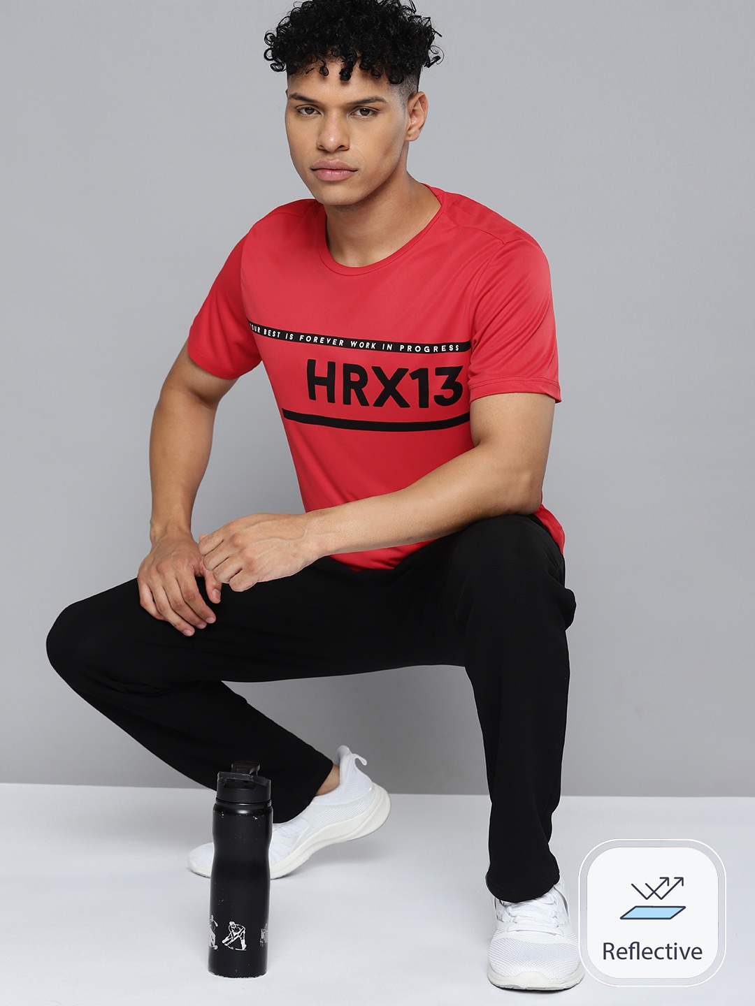 

HRX by Hrithik Roshan Brand Logo Print Rapid-Dry Training T-shirt, Red