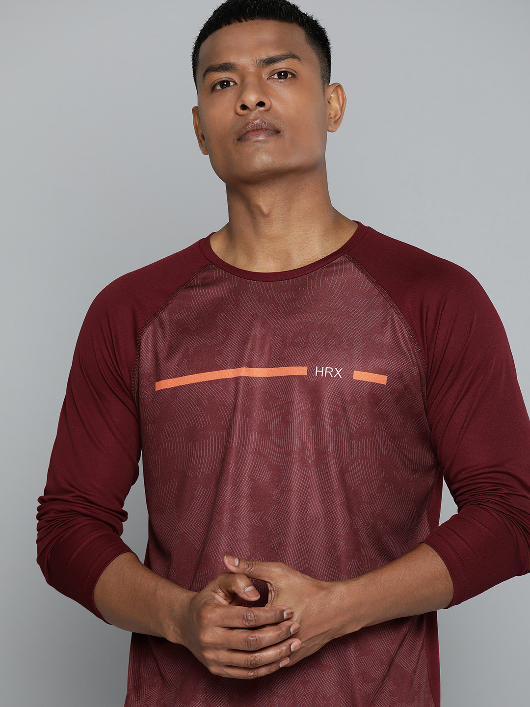 

HRX by Hrithik Roshan Men Camouflage Printed Rapid-Dry Training T-shirt, Maroon