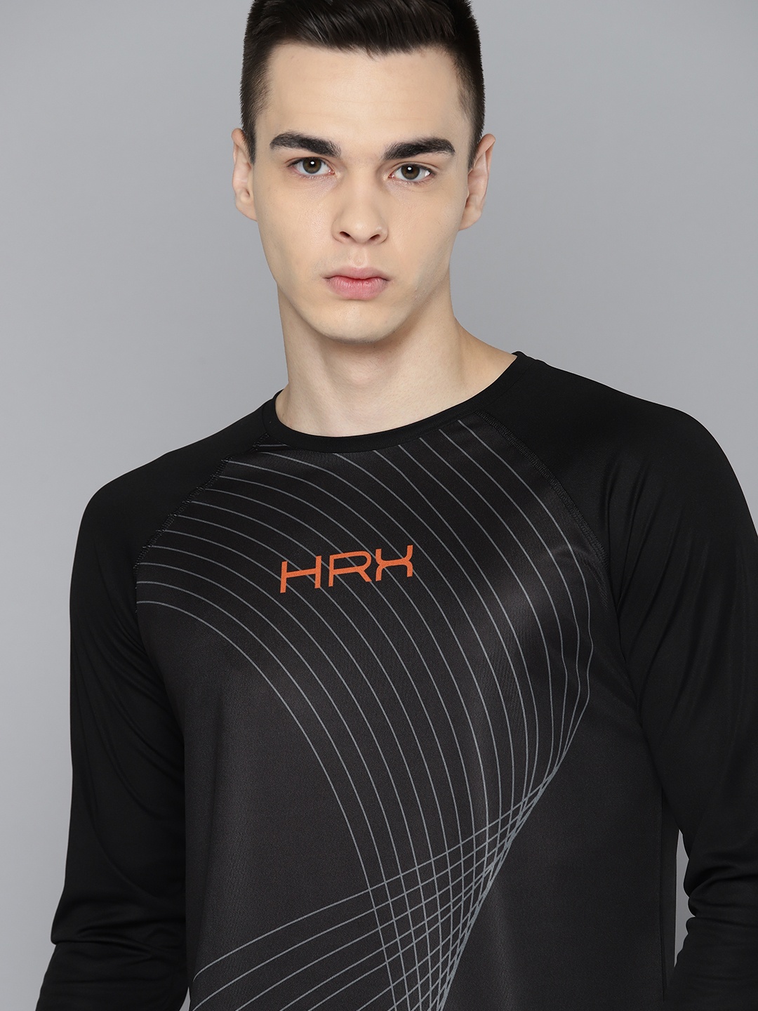 

HRX by Hrithik Roshan Men Brand Logo Printed Rapid-Dry T-shirt with Reflective Detail, Black