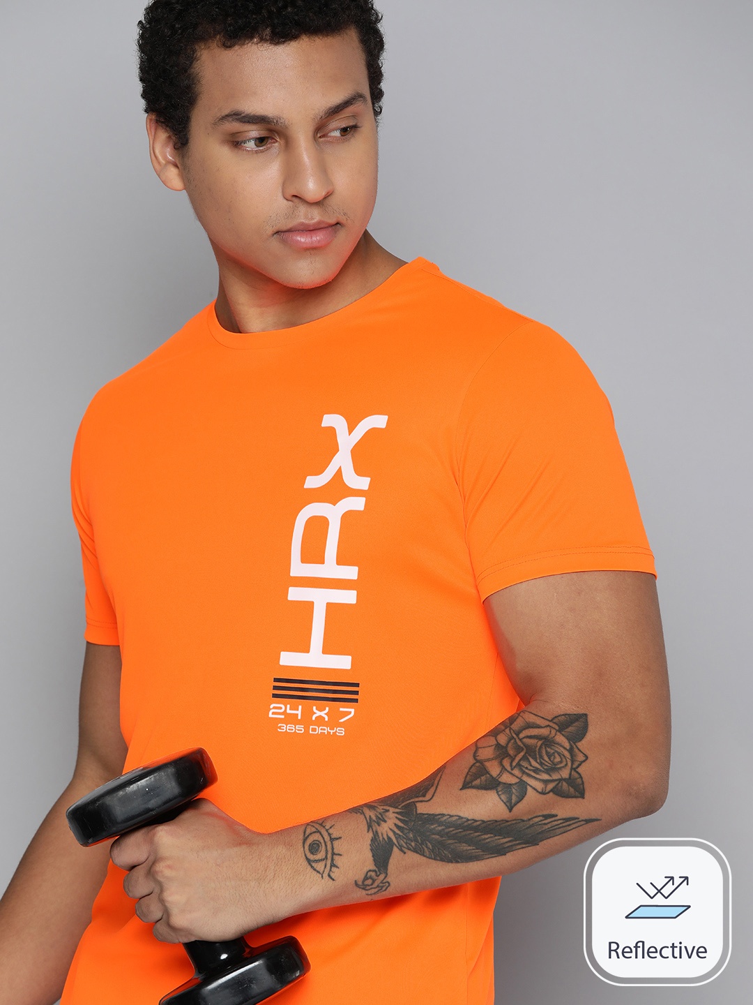 

HRX by Hrithik Roshan Rapid-Dry Printed Training T-shirt, Orange