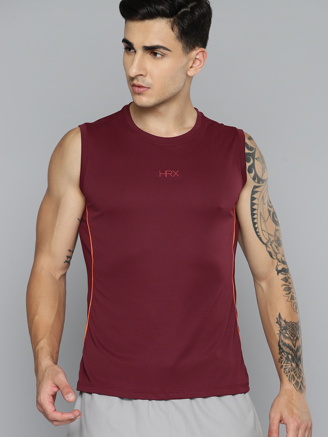 

HRX by Hrithik Roshan Men Rapid-Dry Training T-shirt, Burgundy