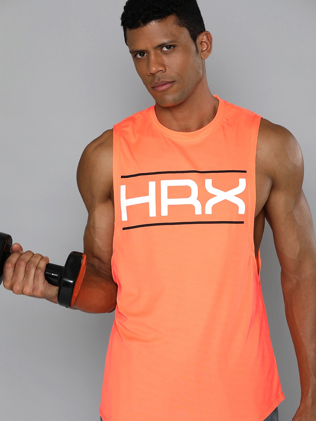 

HRX by Hrithik Roshan Rapid-Dry Brand Logo Printed Training T-shirt, Orange