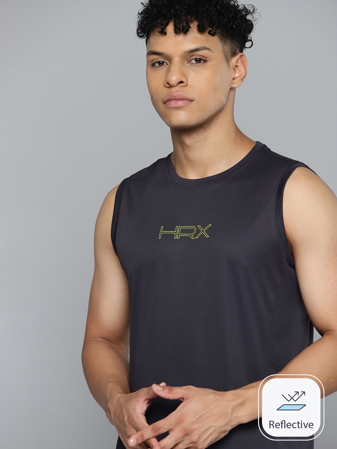 

HRX by Hrithik Roshan Brand Logo Printed Rapid-Try Training T-shirt, Charcoal