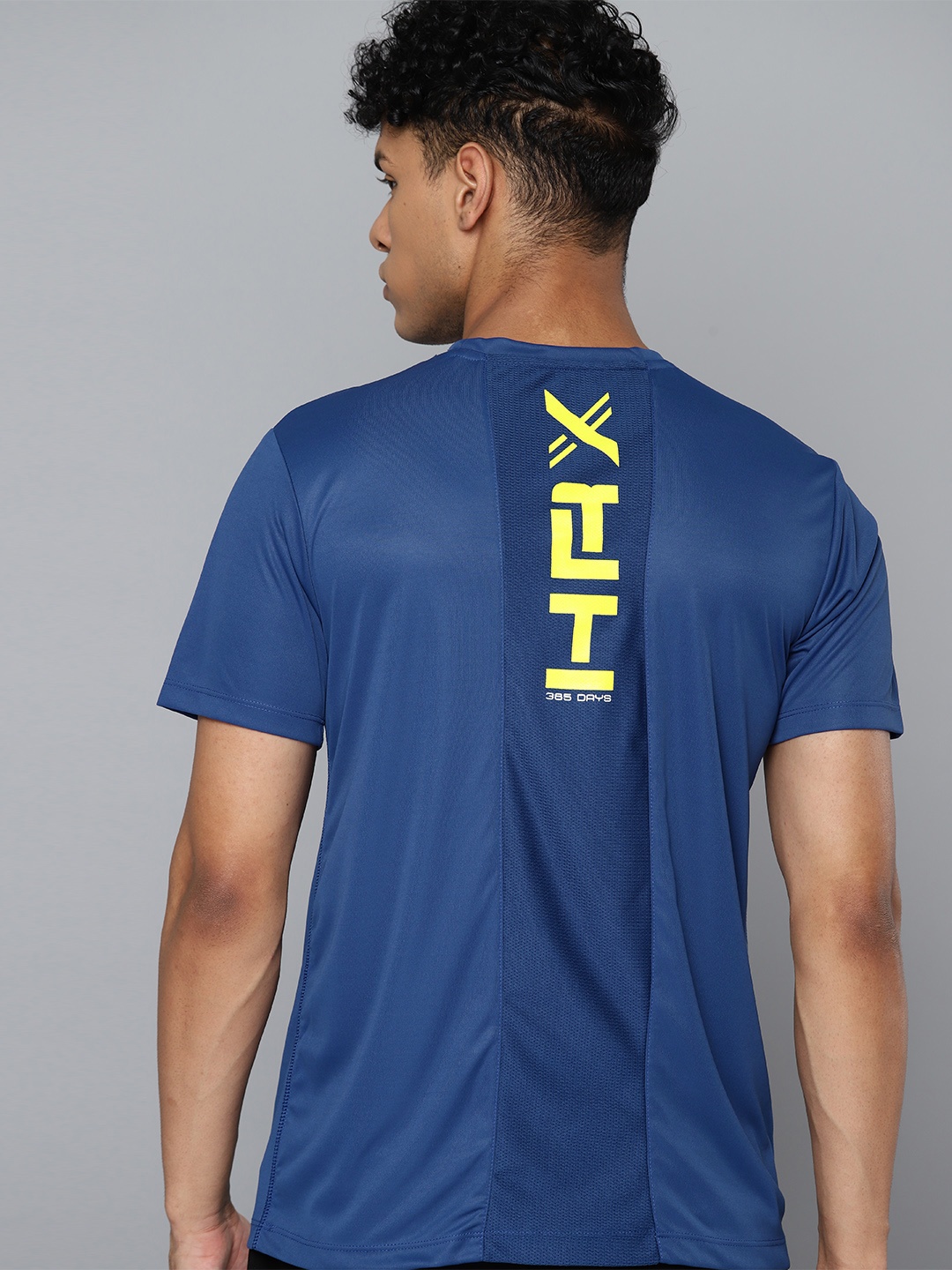 

HRX by Hrithik Roshan Rapid-Dry Brand Logo Printed Back Training T-shirt, Navy blue
