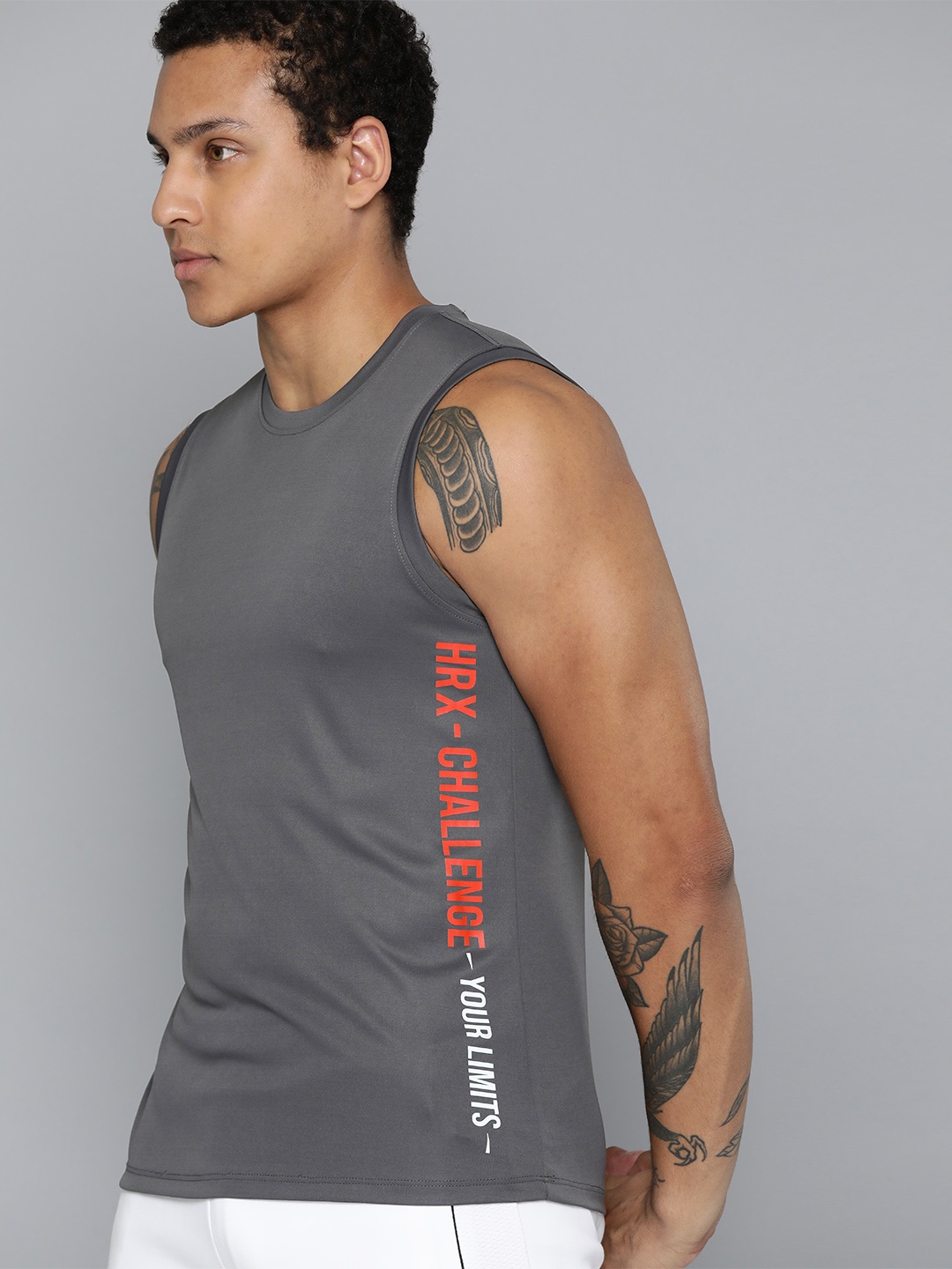 

HRX by Hrithik Roshan Rapid-Dry Printed Training T-shirt, Charcoal