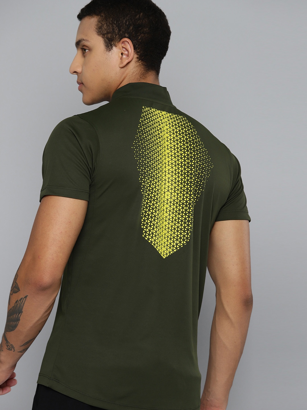

HRX by Hrithik Roshan Rapid-Dry Printed Training T-shirt, Olive