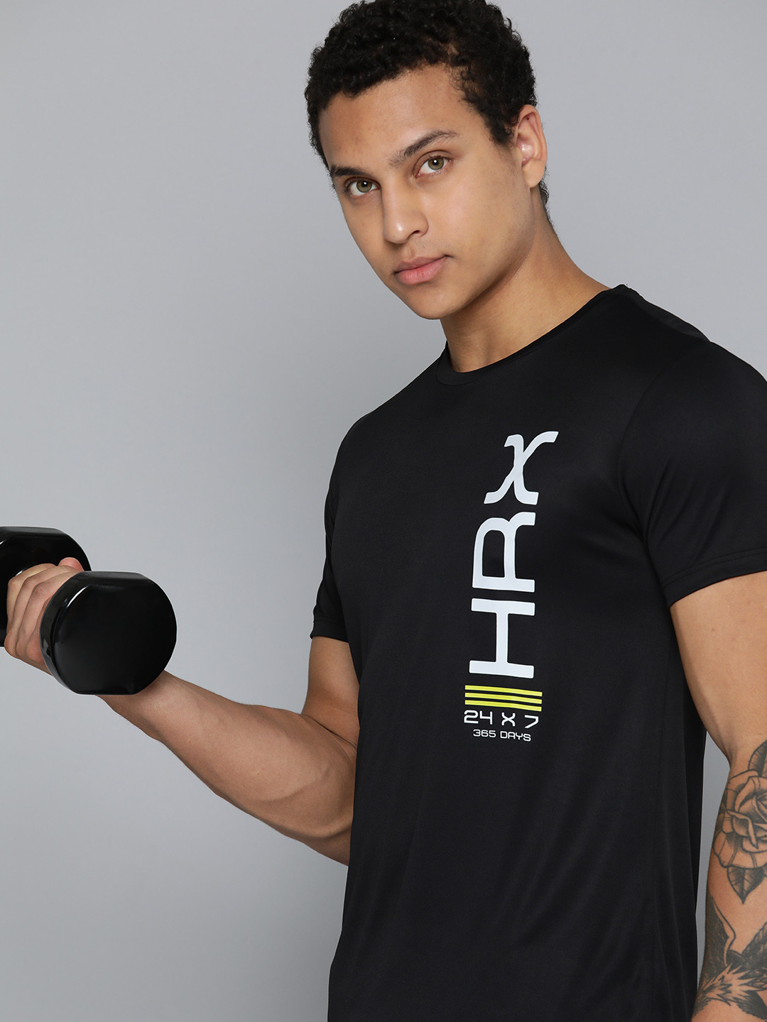 

HRX by Hrithik Roshan Rapid-Dry Printed Training T-shirt, Black