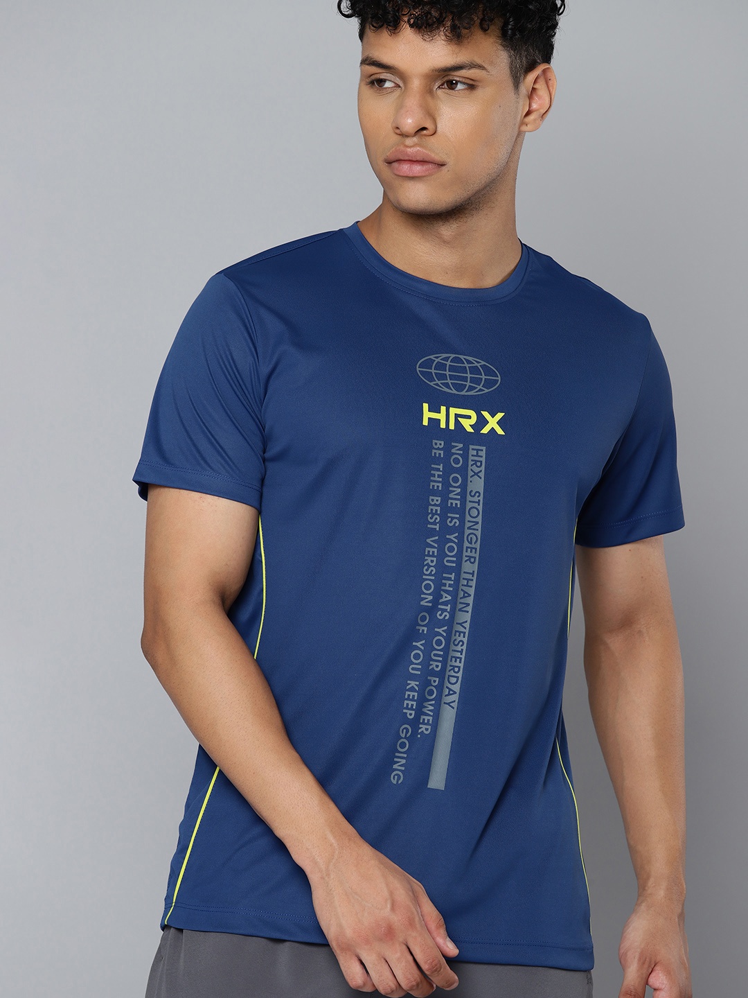 

HRX by Hrithik Roshan Rapid-Dry Printed Training T-shirt, Navy blue