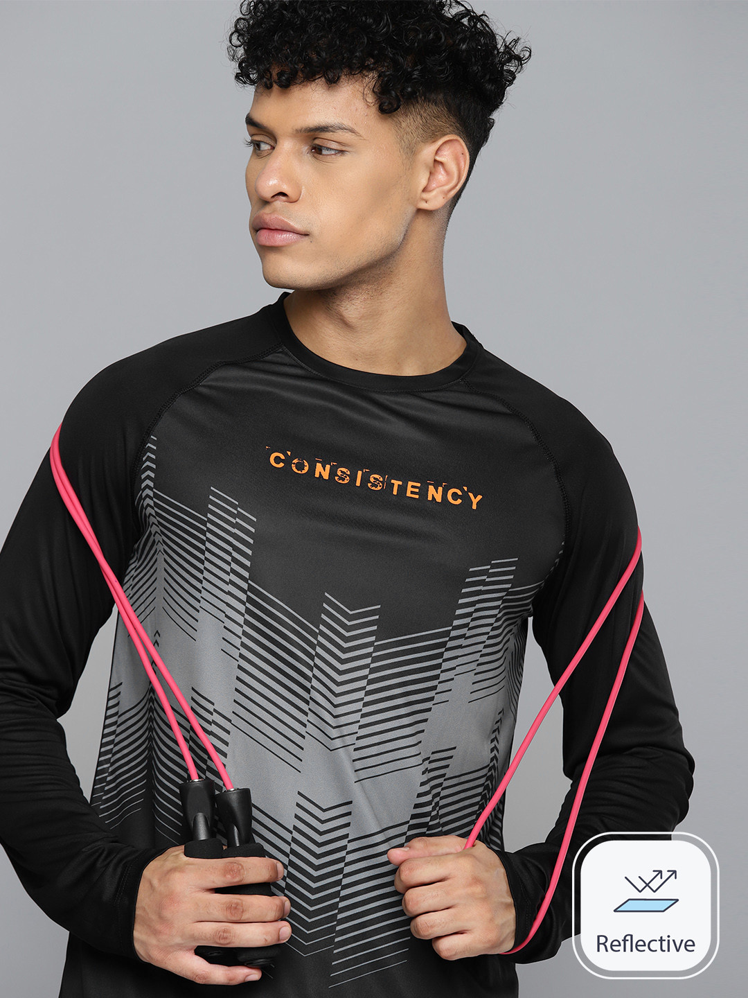 

HRX by Hrithik Roshan Printed Rapid-Dry Training T-shirt, Black