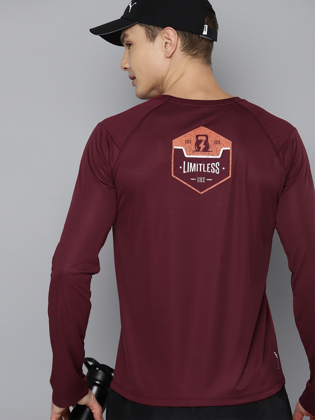 

HRX by Hrithik Roshan Typography Printed T-shirt, Maroon