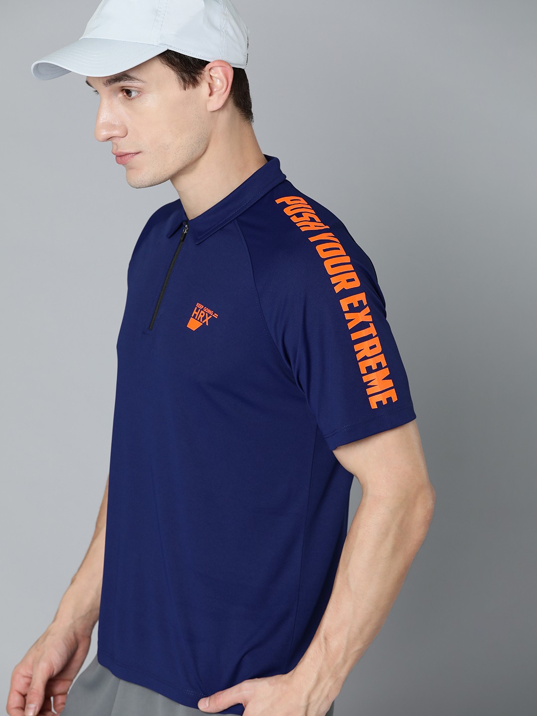 

HRX by Hrithik Roshan Rapid-Dry Printed Training Polo T-shirt, Blue