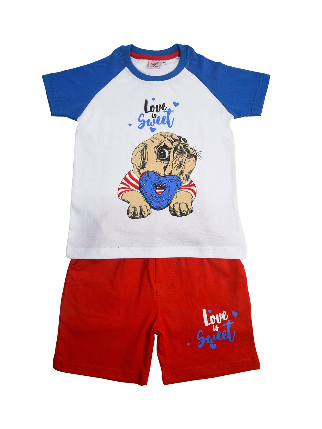 

POMY & JINNY Boys Graphic Printed Pure Cotton T-shirt with Shorts, White
