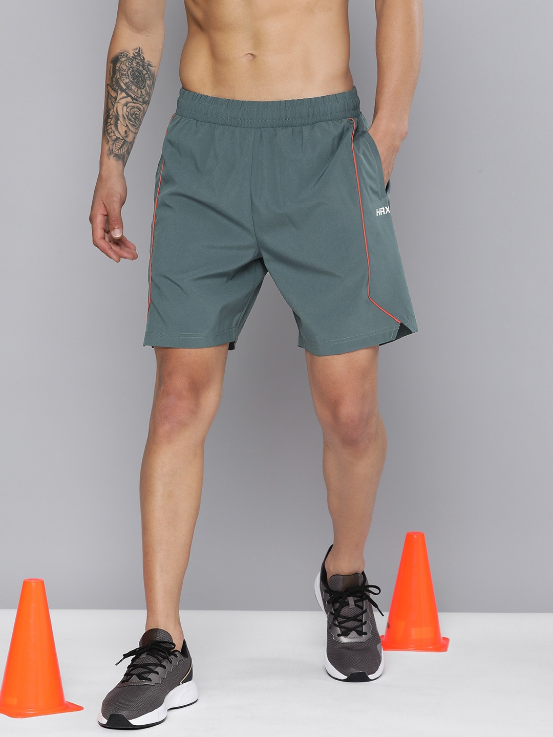 

HRX by Hrithik Roshan Men Rapid Dry Antimicrobial Finish Training Sports Shorts, Grey