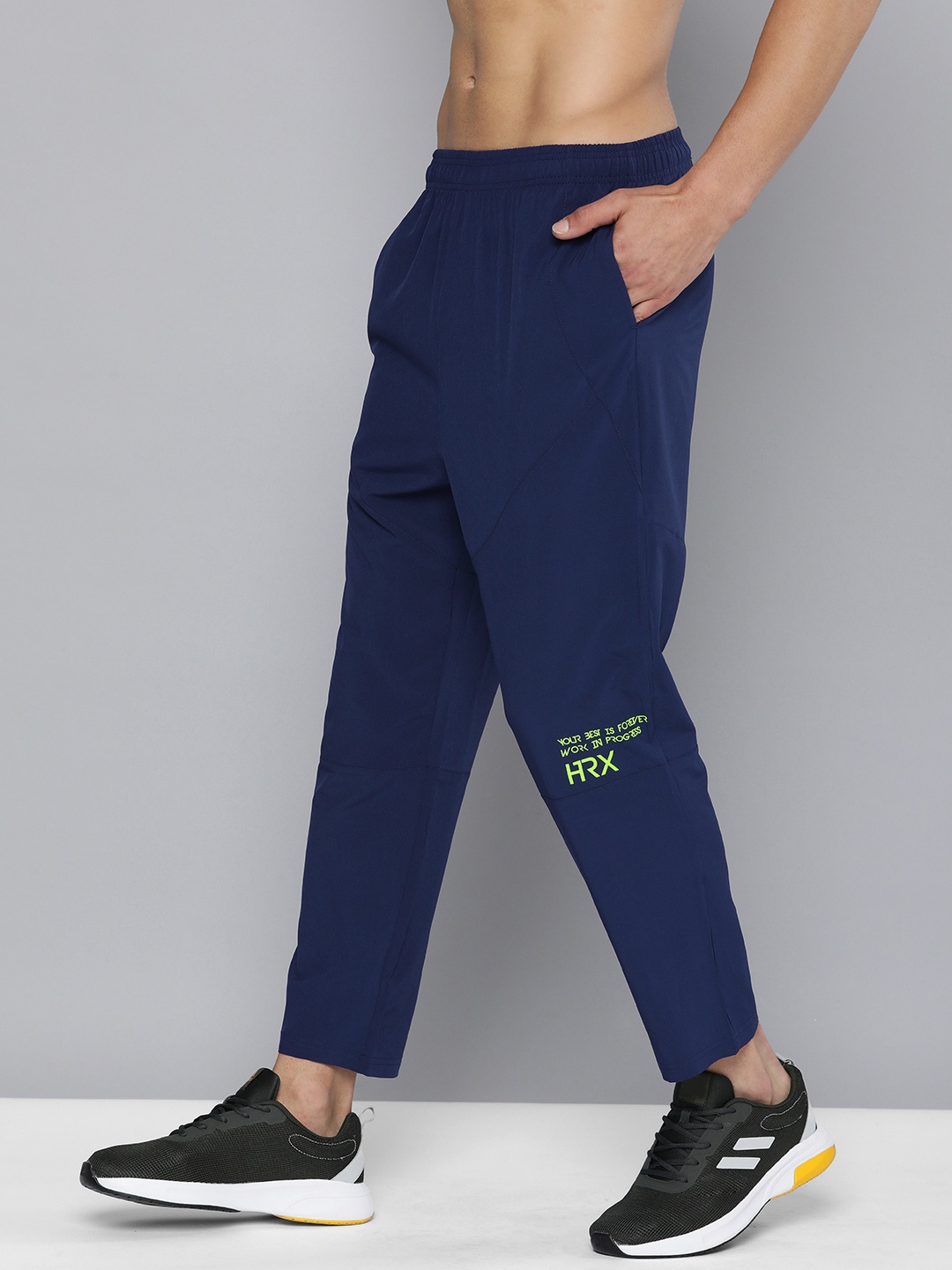 

HRX by Hrithik Roshan Men Antimicrobial Finish Rapid-Dry Training Regular Track Pants, Navy blue