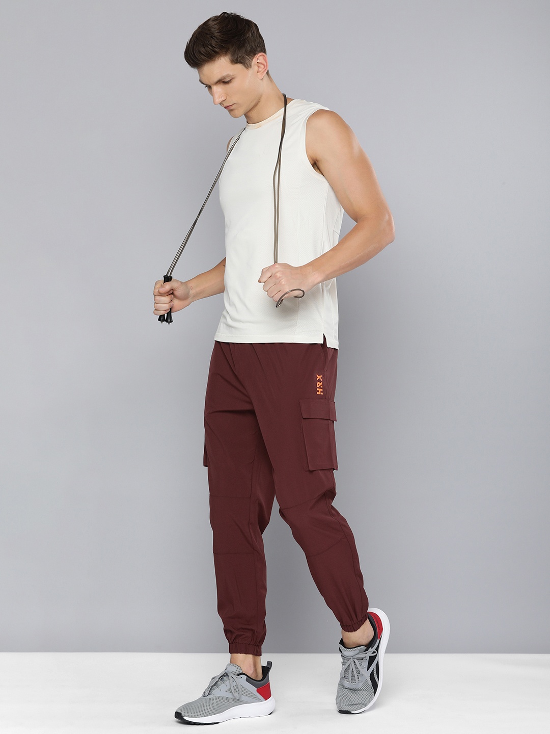 

HRX by Hrithik Roshan Men Antimicrobial Finish Rapid-Dry Training Joggers Track Pants, Maroon