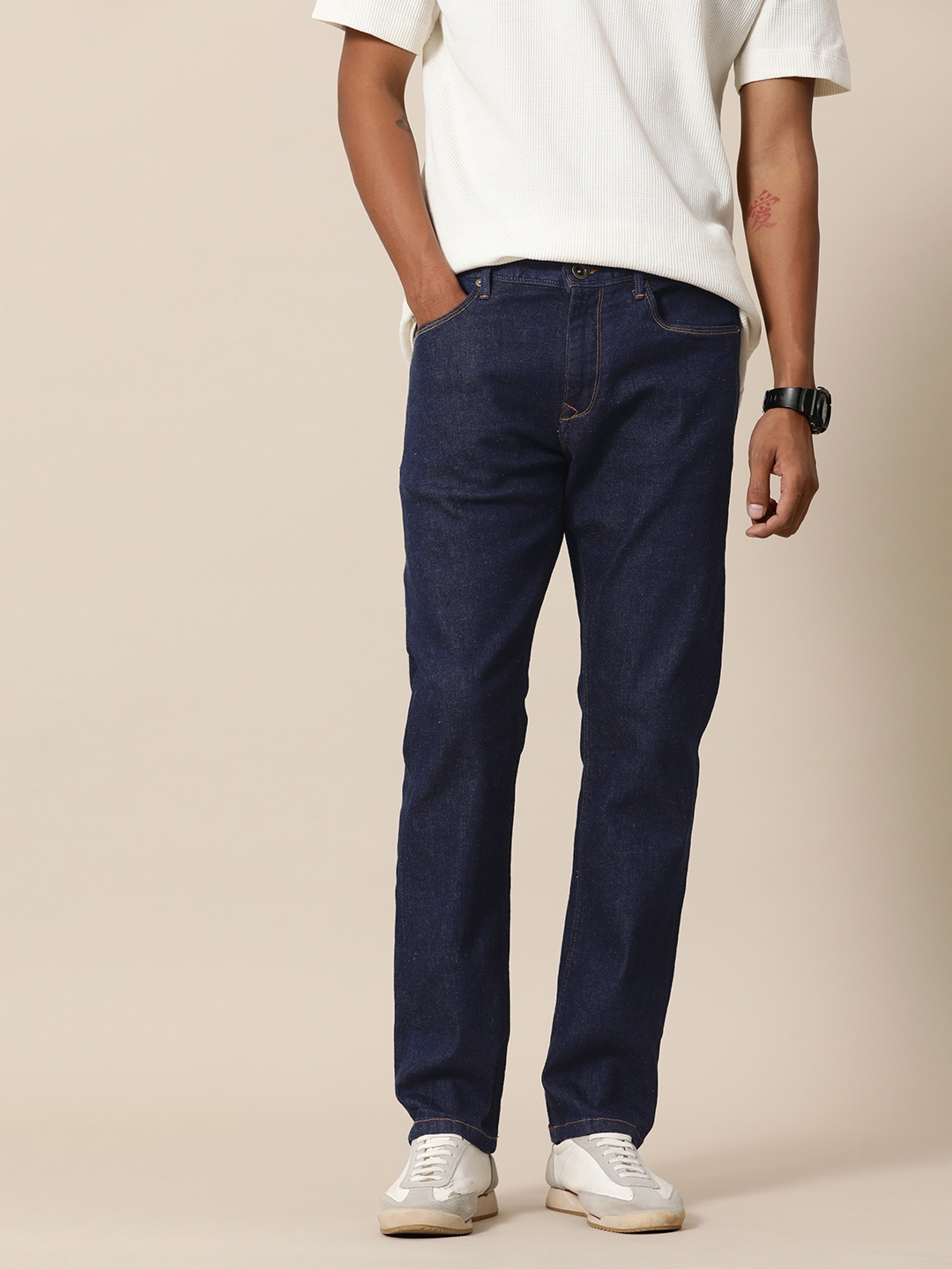 

Mr Bowerbird Men Straight Fit Mid-Rise Stretchable Jeans, Blue