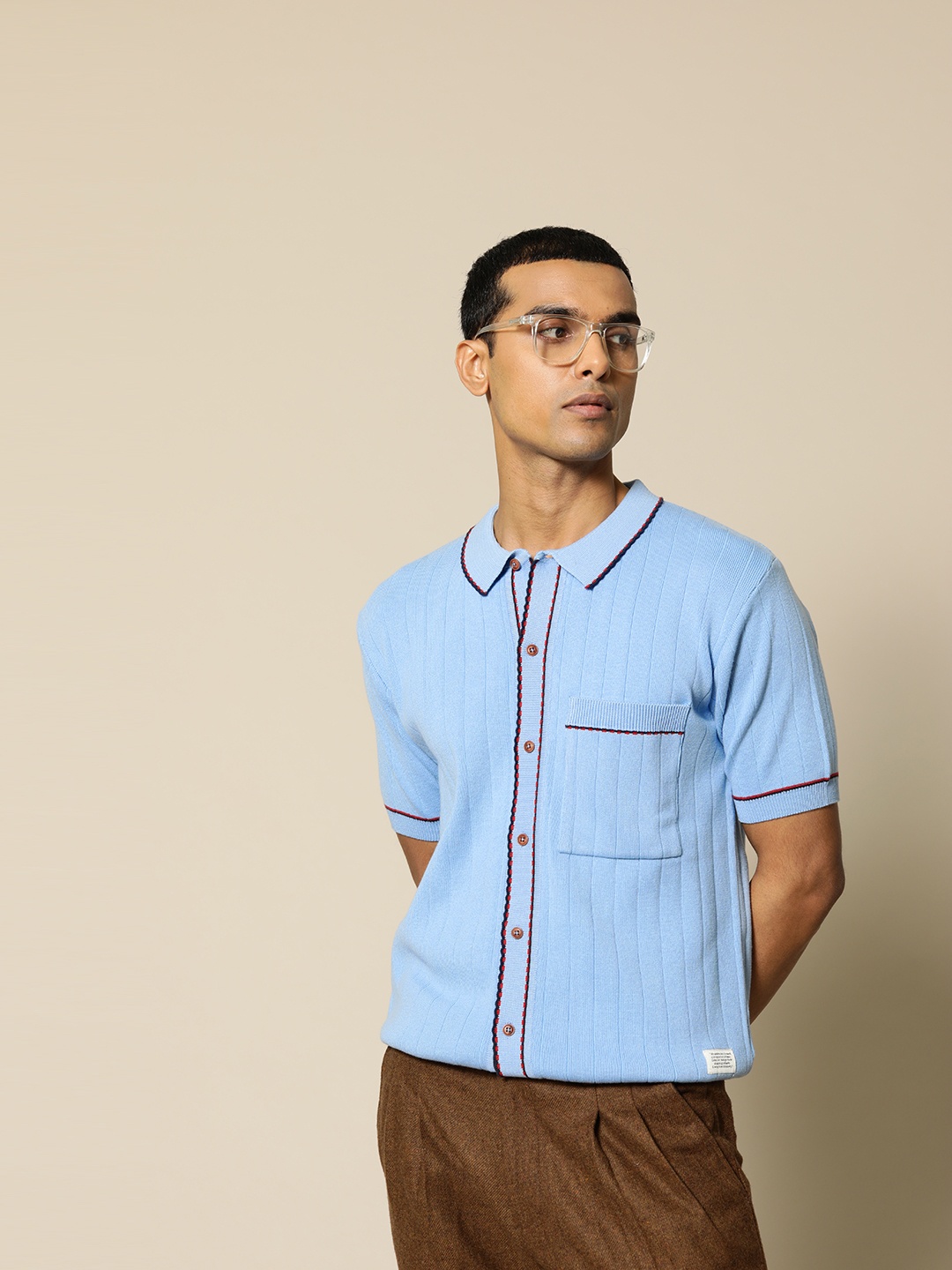 

Mr Bowerbird Flat Knit Vintage Shirt, Blue