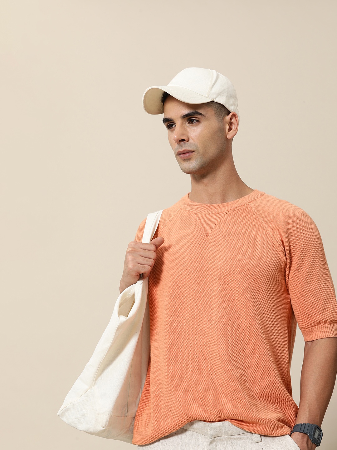 

Mr Bowerbird Pure Cotton Sweat Flat Knit T-shirt, Peach