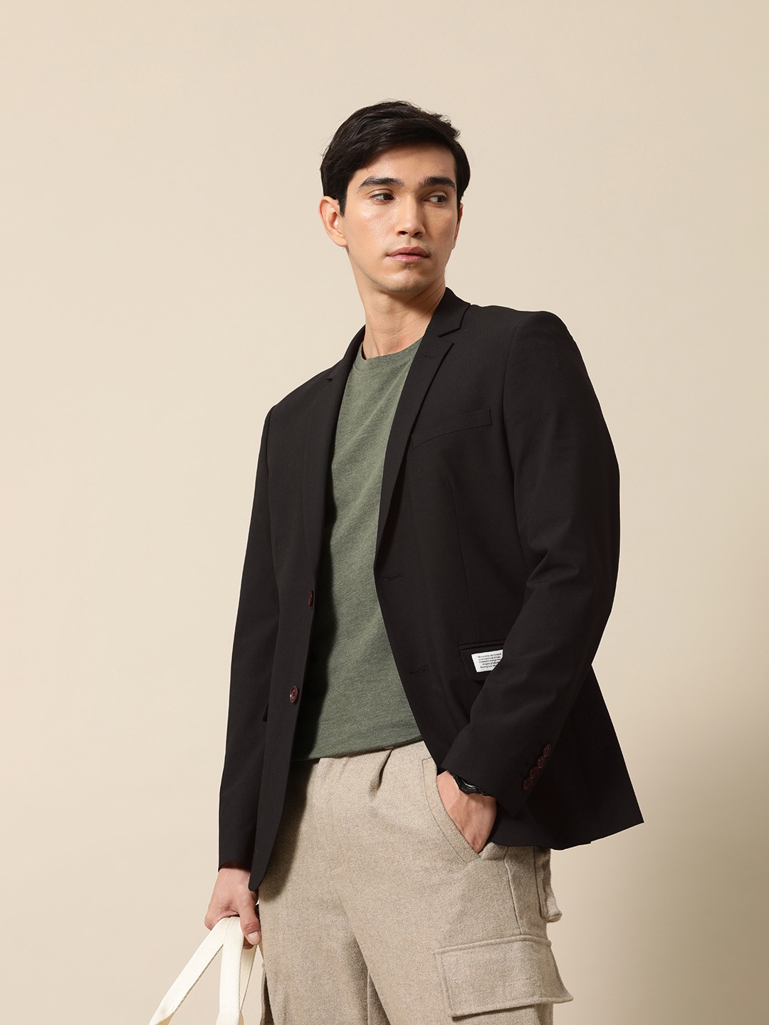 

Mr. Bowerbird Tailored-Fit Single Breasted Casual Blazer, Black