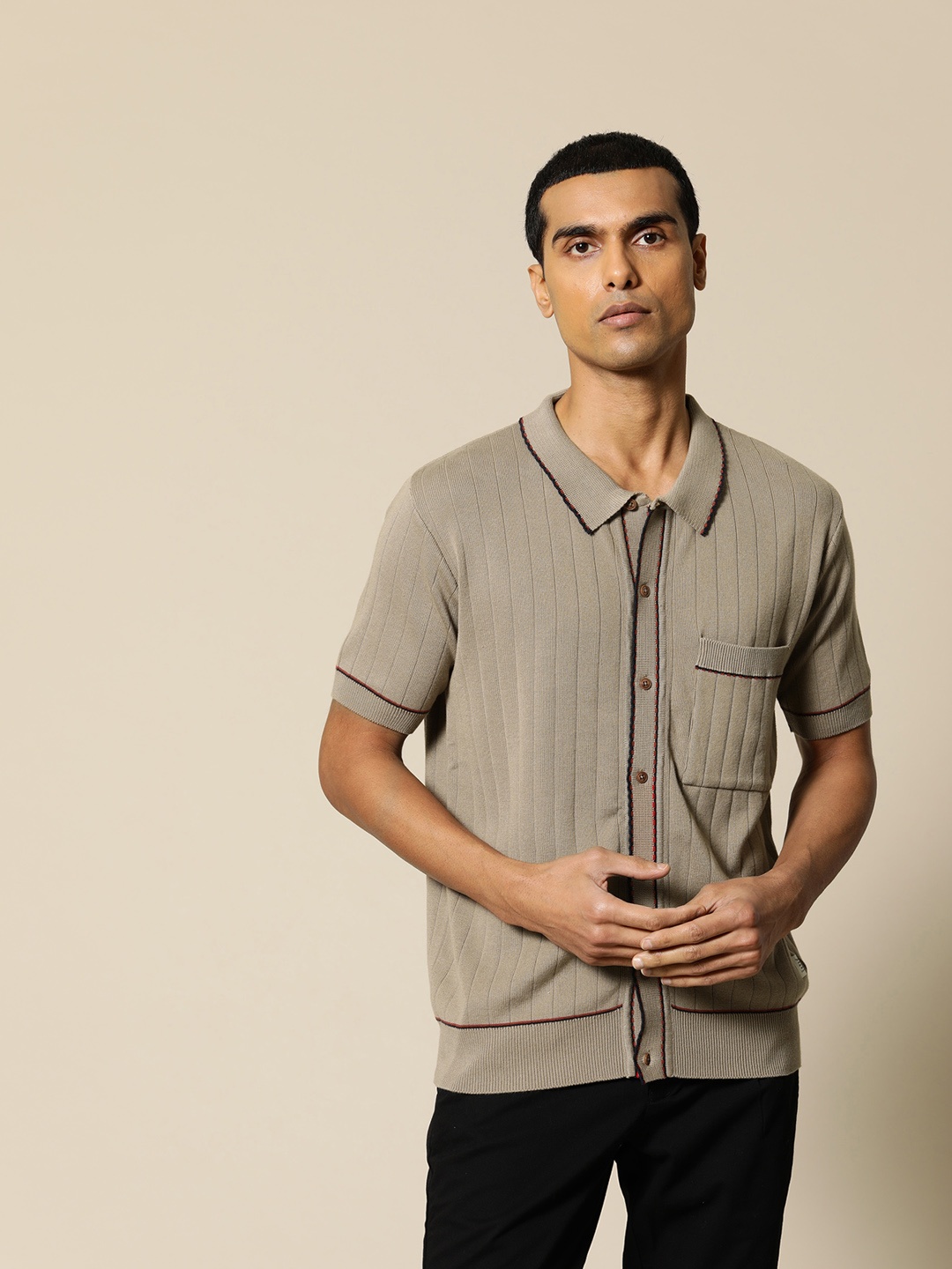 

Mr Bowerbird Flat Knit Vintage Shirt, Taupe