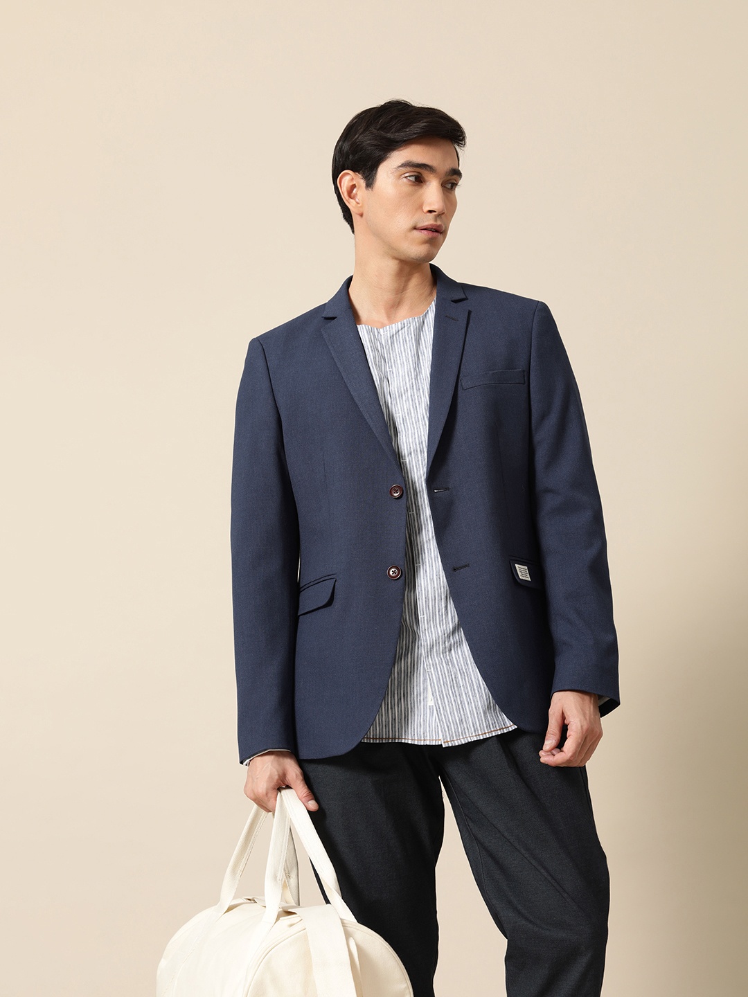 

Mr. Bowerbird Tailored-Fit Single Breasted Casual Blazer, Navy blue