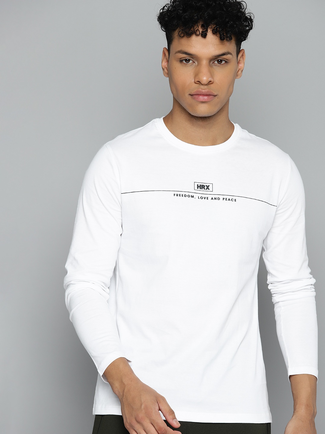 

HRX by Hrithik Roshan Brand Logo Printed Pure Cotton T-shirt, White