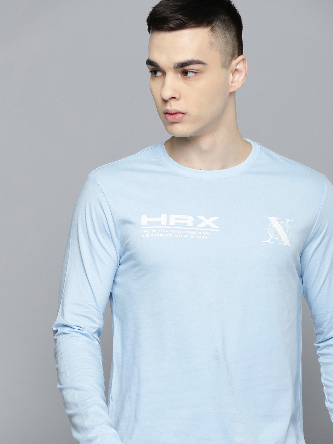 

HRX by Hrithik Roshan Men Brand Logo Printed Pure Cotton T-shirt, Blue