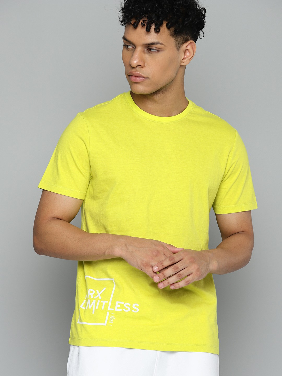

HRX by Hrithik Roshan Brand Logo Printed Pure Cotton T-shirt, Yellow