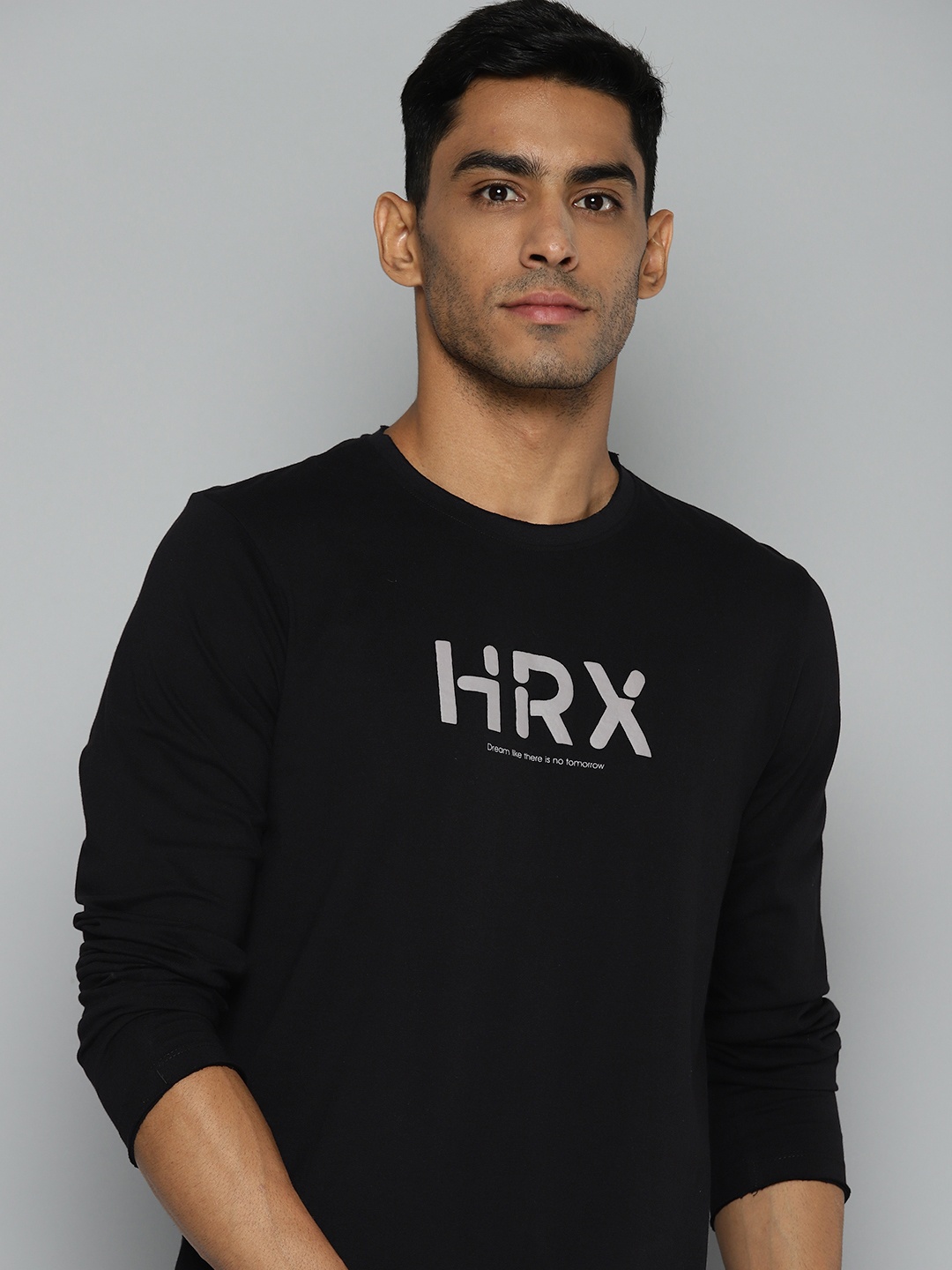 

HRX by Hrithik Roshan Men Pure Cotton Brand Logo Printed T-shirt, Black