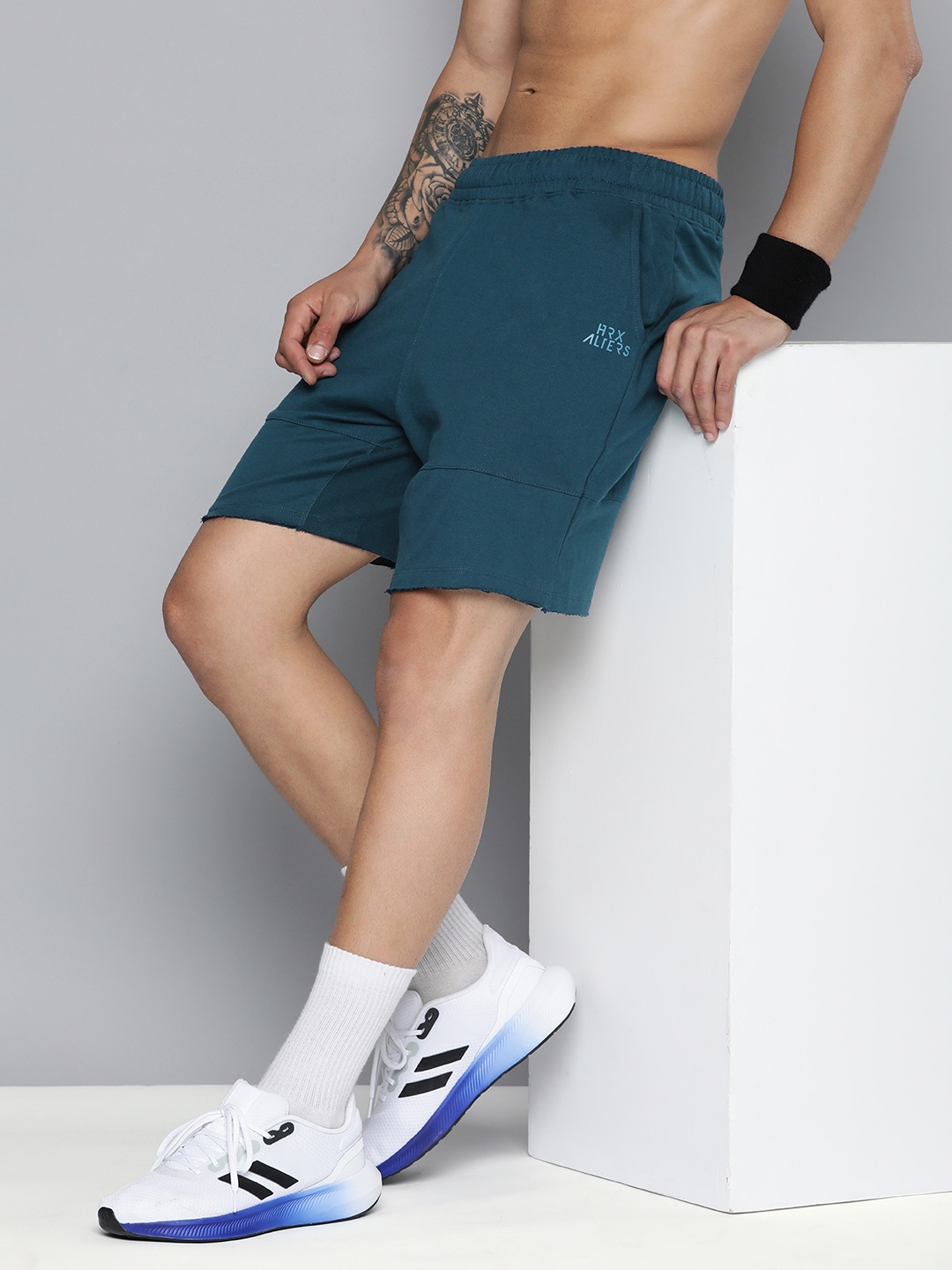 

HRX by Hrithik Roshan Men Pure Cotton Mid-Rise Sports Shorts, Teal