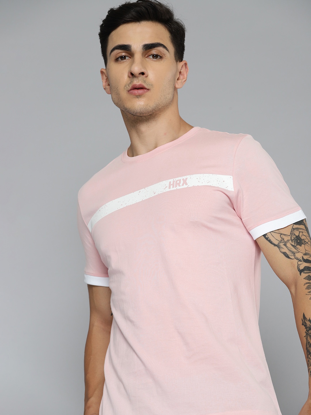 

HRX by Hrithik Roshan Striped Pure Cotton T-shirt, Pink